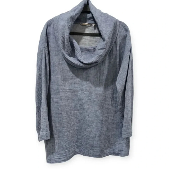 Soft Surroundings Sweaters - Soft Surroundings Size M Taylen women's sweater cowl neck light blue Linen Blend